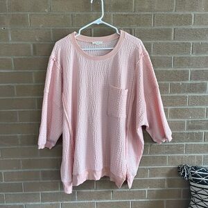 Easel Pink Textured Women's Top